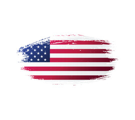 USA united stated of America flag ink texture grunge paint brush stroke. American flag watercolor artistic splatter decorative png	
