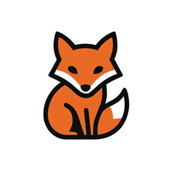 Obraz premium A minimalistic icon of a fox vector in flat design style,simple geometric shapes.