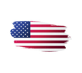 USA united stated of America flag ink texture grunge paint brush stroke. American flag watercolor artistic splatter decorative png	
