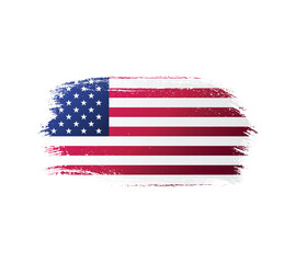 USA united stated of America flag ink texture grunge paint brush stroke. American flag watercolor artistic splatter decorative png	
