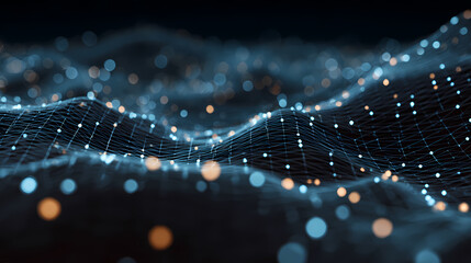 Stylized mesh of modular dots and linkers forming an agile platform blueprint