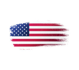 USA united stated of America flag ink texture grunge paint brush stroke. American flag watercolor artistic splatter decorative png	
