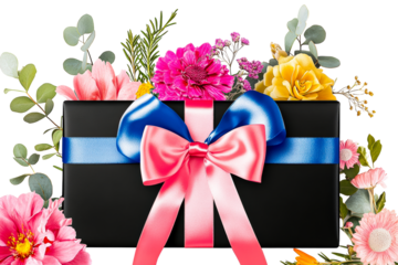 Colorful flower and ribbon gift box for special occasions