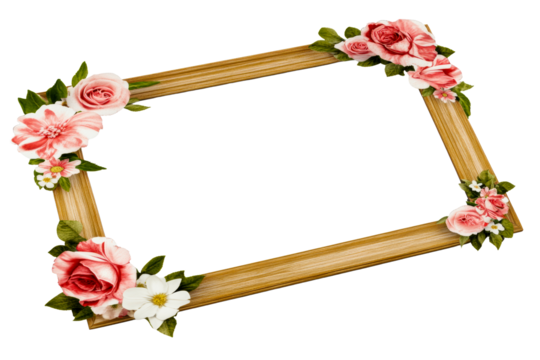 Floral wooden frame with pink and white decoration