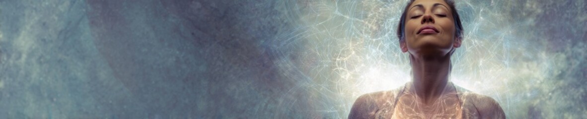 Premium Psychic Day Meditation with Heart Chakra Glow and Cosmic Energy, Inspired by Spring Equinox and Easter for Millennial Wellness Marketing Campaigns