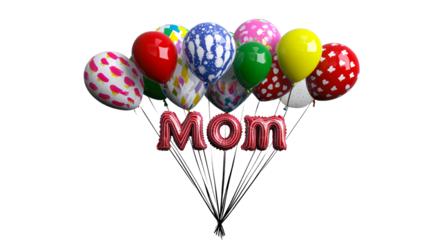 Colorful balloons celebrat mom on special occasion with joy - Powered by Adobe