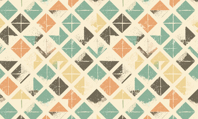 Abstract Geometric Triangle Pattern, Rustic Distressed Diamond, Vintage Tribal Vector Background