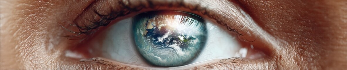 Pidjiguiti Day Reflection Premium Close-Up Human Eye with Globe and Cultural Motifs for Authentic Global Awareness Campaigns in Summer and Mandela Day Marketing