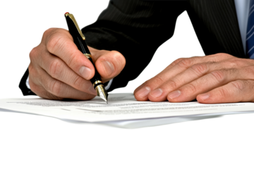 Businessman signing legal contract document
