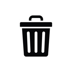 Trash Can Bin Solid Icon Black