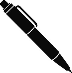 Black Ballpoint Pen with Cap Icon – Minimalist Vector EPS for Office & Stationery Use