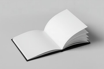 Open Blank White Book Mockup with Pages Spread on Light Gray Background image photo