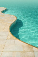 Modern Curved Swimming Pool with Clear Water Premium High-Quality Outdoor Leisure and Relaxation Space for Summer Lifestyle Marketing Campaigns