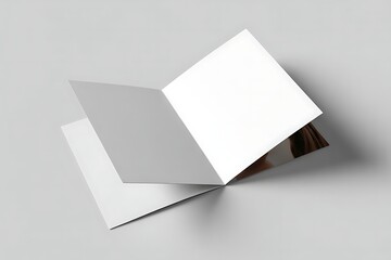 Open Brochure Mockup with Blank White Pages and Subtle Shadow on Light Gray Background image photo