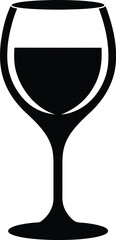 Simple Wine Glass Silhouette Vector Icon in Black EPS – Minimalist Beverage Symbol for Bar, Dining and Celebration Design