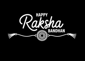 Happy Raksha Bandhan Minimalist Black & White Greeting with Rakhi Icon