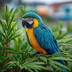 Obraz premium Colorful parrot perched in foliage