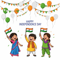 kids with balloons independent day of india