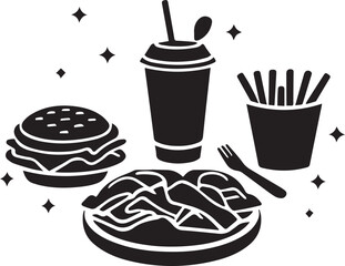 Delicious Fast Food Meal Silhouette Set

