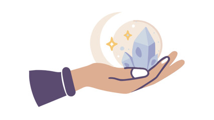 Crystal ball reading psychic hand astrology moon stars magic future telling spiritual guidance luck