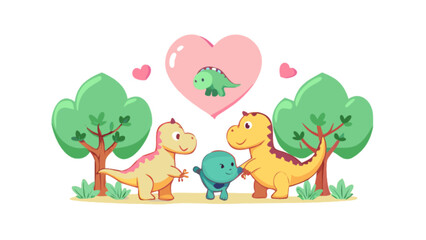 Cute dinosaur family illustration vector graphics for kids t shirt design and cartoon character concept art