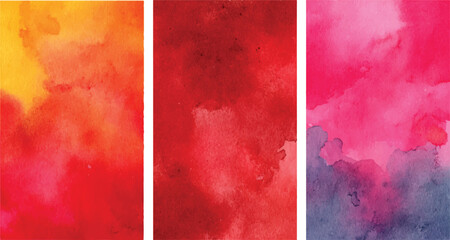 Light pastel colors watercolor brush strokes, stripes, streaks set,  watercolor red yellow, green, pink,  and violet color texture brush vector design transparent background