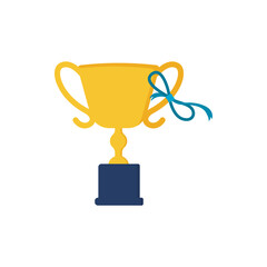 successful businessman holding golden cup award in hand, leadership idea, first place prize victory, competition winner, Business goal achievement vector concep