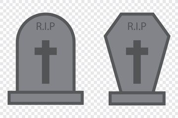 Fototapeta premium Tombstone icon on light background. RIP symbol. Death, halloween, die, gravestone, graveyard. Outline, flat and colored style. Flat design.
