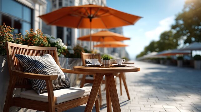 Outdoor cafe seating arrangement