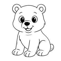A cute cartoon bear in clean black and white line art. Perfect for children’s coloring pages, educational activities, worksheets, and printable animal designs