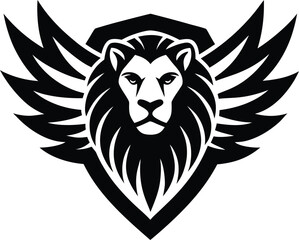 Winged Lion Shield Silhouette Icon
