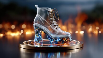Transparent high heel boot display