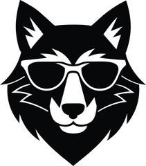 Stylish Fox with Sunglasses Silhouette Icon