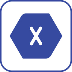 Obraz premium A modern white cross inside a bright blue hexagon, ideal for digital interfaces, task cancellations, denied access, or closing dialog elements in apps.