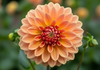 Peach Dahlia Bloom: A Macro Study - A close-up reveals the intricate details of a single peach dahlia, symbolizing beauty, delicacy, elegance, summer, and nature's artistry