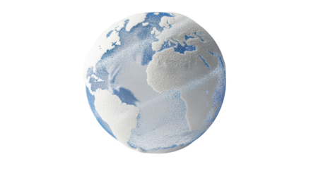 Globe Earth with Blue and Gray Land and Ocean Illustration on Transparent Background
