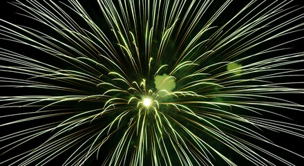 Vibrant fireworks display bursting with dazzling light against a dark night sky, perfect for celebrations and special events