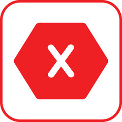 A clean flat red hex icon with a white cross used to represent rejected, failed, or cancelled actions in app interfaces, dashboards, or digital workflows.

