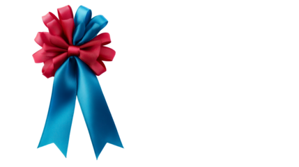 Colorful award ribbon with red and blue decorative bows