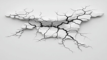 Obraz premium Abstract white sculpture, cracked, relief