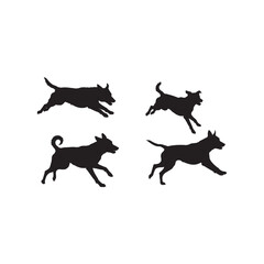 Dog Jumping or Playing Silhouette on White Background – Vector Illustration for Energy, Companionship, and Pet Lifestyle Concepts