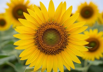 Vibrant Sunflower Close-Up - A captivating close-up of a single sunflower, symbolizing joy, summer, warmth, nature's beauty, and optimism. The evokes feelings of happiness and serenity