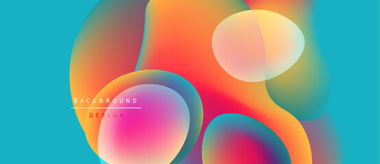 Abstract colorful shapes overlap, creating vibrant gradients. Background features text background design. Modern aesthetic, smooth transitions dominate composition.