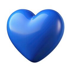 blue heart 3d render icon in cartoon plastic style minimal isolated on transparent white background, clipping path