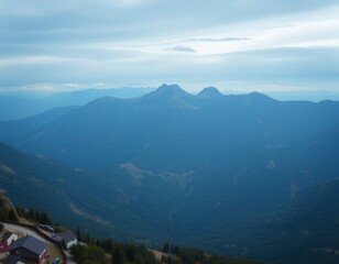 Obraz premium Misty mountain range vista