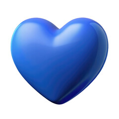 blue heart 3d render icon in cartoon plastic style minimal isolated on transparent white background, clipping path