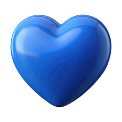 blue heart 3d render icon in cartoon plastic style minimal isolated on transparent white background, clipping path
