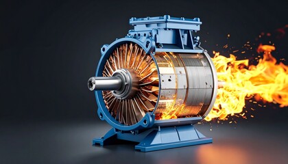 Burning electric motor visual