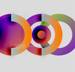 Obraz premium Abstract circles overlap, creating vibrant color gradients. Modern design elements suggest dynamic visual composition. Background features smooth transitions.