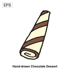 Handdrawn Chocolate Dessert Rolled Wafer with Brown Stripes